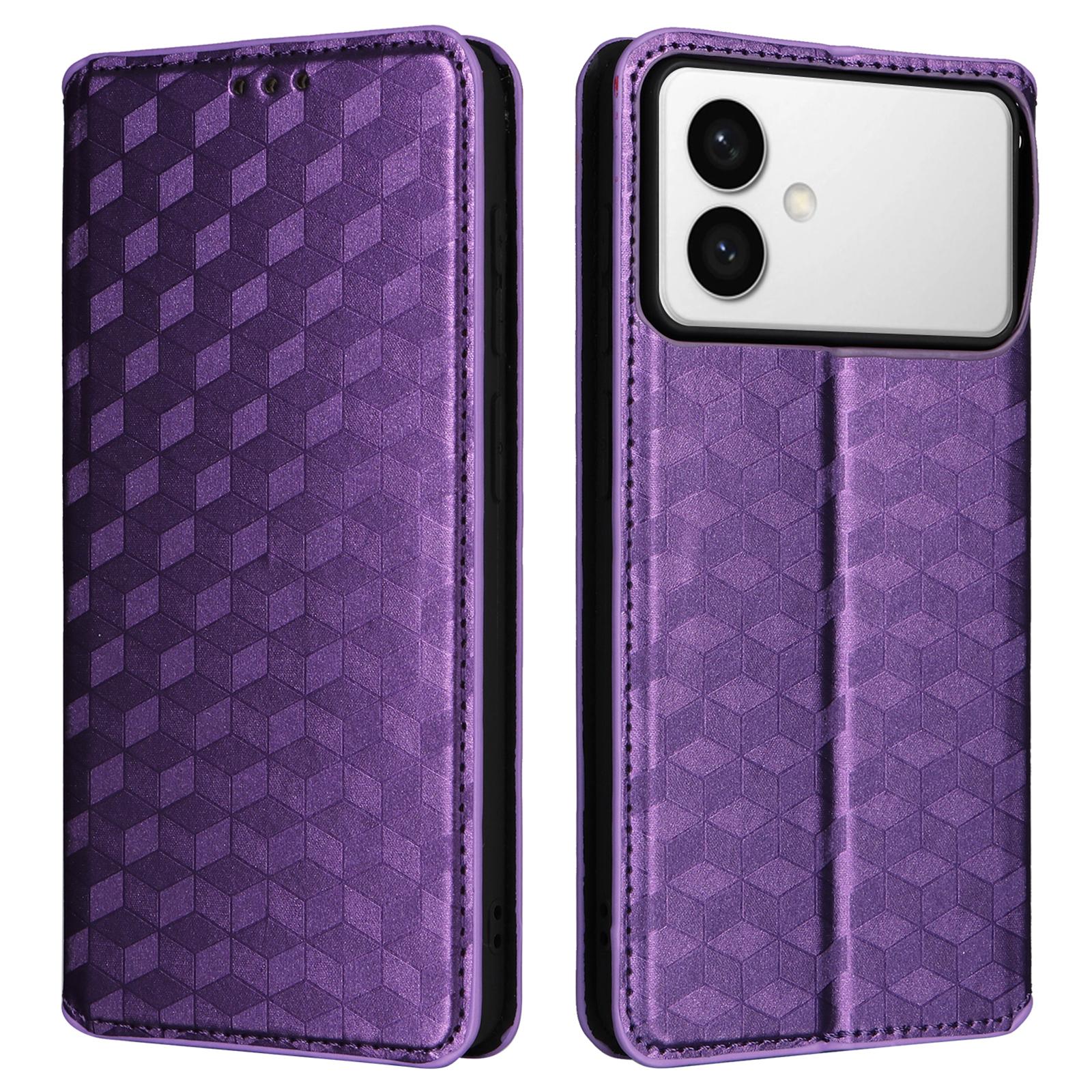 

For Samsung Galaxy S26 Edge Case Wallet Rhombus Imprinted Leather Phone Cover
