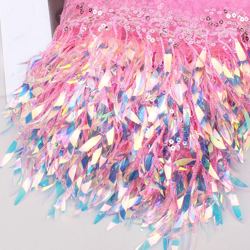 10 Yards Mesh Tassel Fringe Sequins Lace Trim Tassels Fabric DIY Sewing Stage Perform Latin Dress Wedding Clothes Accessories