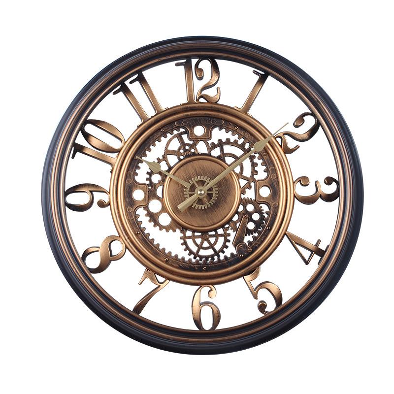 

Ретро Настенные часы Настенные часы Бесшумные часы Механические Ретро Настенные часы Гостиная Спальня Декоративные часы 43CM retro gear wall clock [retro color]