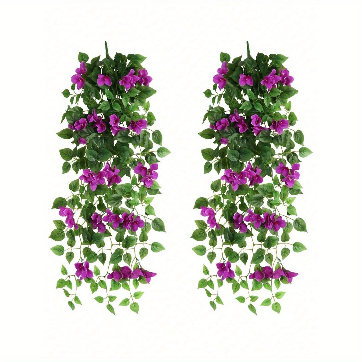 

2 шт. искусственные висячие цветы бугенвиллии, искусственные растения бугенвиллии, устойчивые к ультрафиолетовому излучению, искусственные шелковые цветы, лозы для свадьбы, дома, сада, двора, наружного декора 2 Pcs розы красного