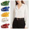 Solid Color Genuine Leather Belt Metal Buckle Women Waistband Fashion Thin Waist Belt Students