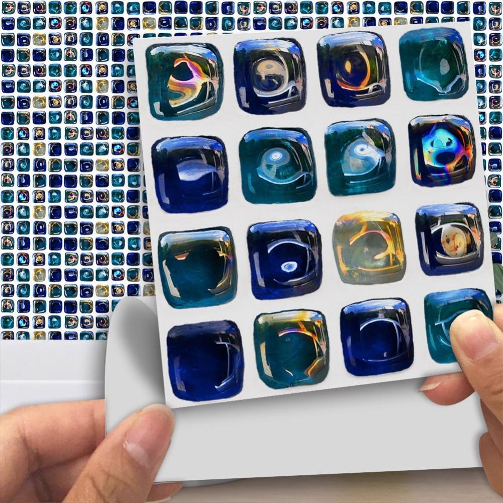 18pcs waterproof surface self adhesive wall tile bathroom surface decor Cat Eye Square