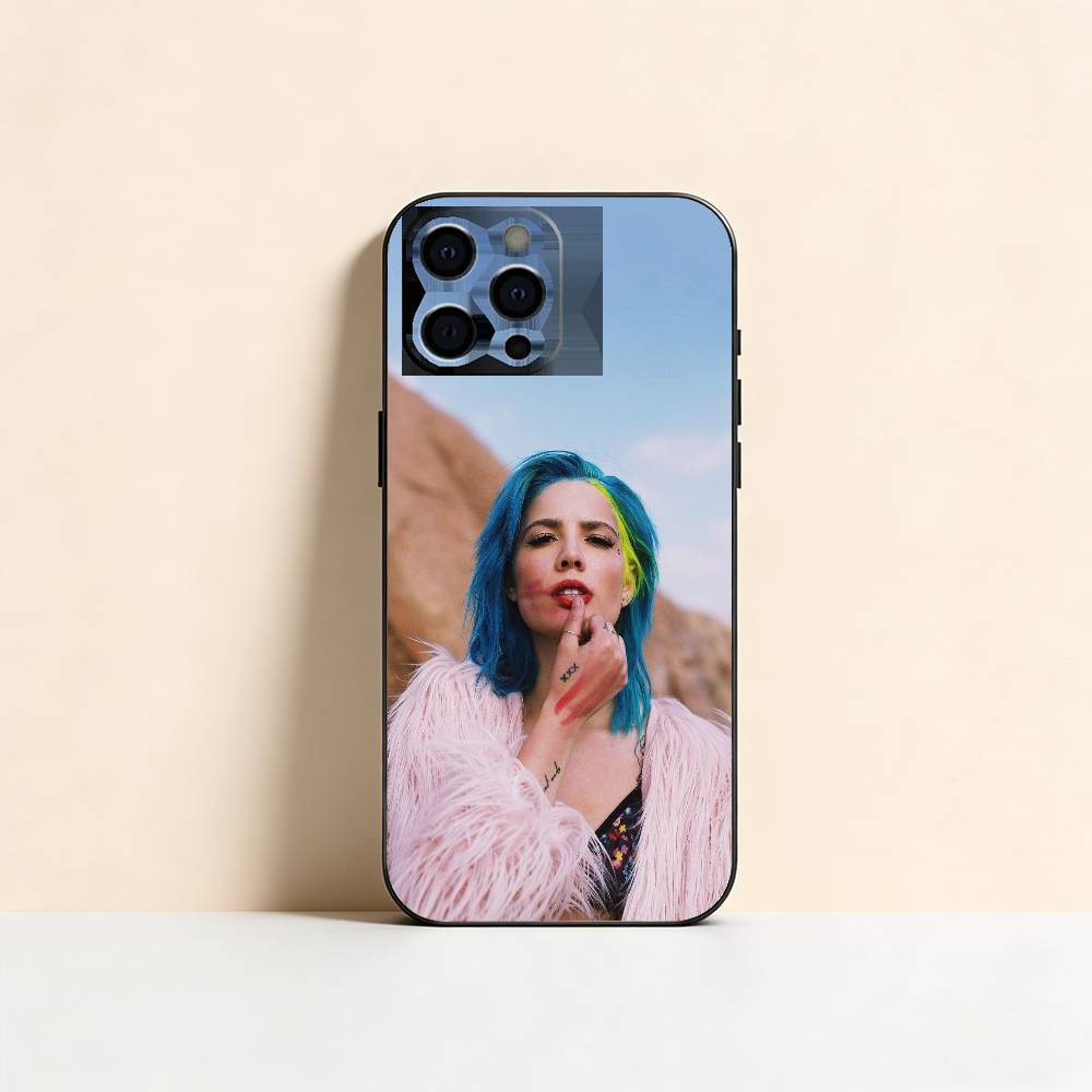 Singer Halsey Phone Case For iPhone 17,16,15,14,13,12,11 Plus,Pro Max,XS,Soft Silicone Black Cover