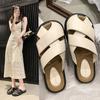 Soft~ Baotou half slippers women's 2025 summer new versatile new Korean version hollow beach sandals Rome