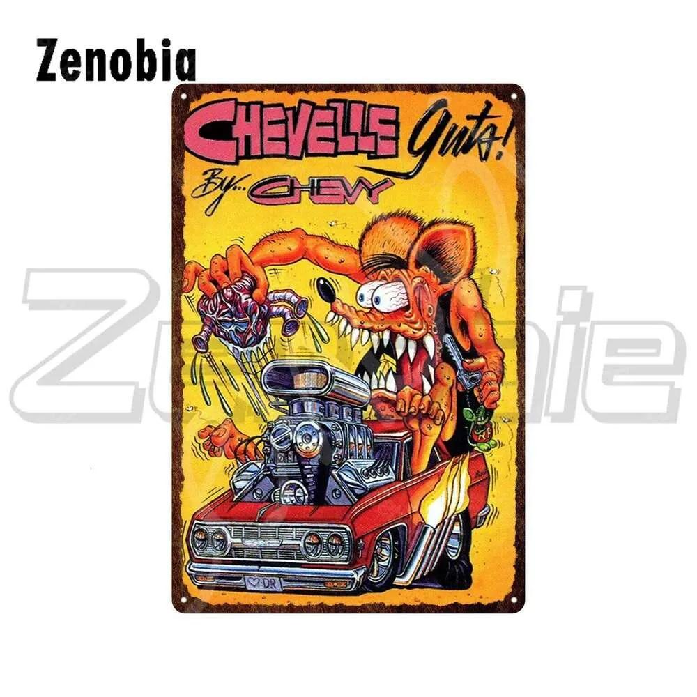 RAT FINK Vintage Sign Funny Cartoon Characters Metal Plate Tin Plaque Wall Stickers for Home Decoration 26T0104 26T0104