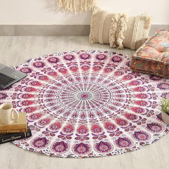 Pokrývka na kulatý stůl Bohemia Indian Mandala Ubrus Látka Páv Otec Ubrus Kuchyňský styl Středozemního stylu Boho