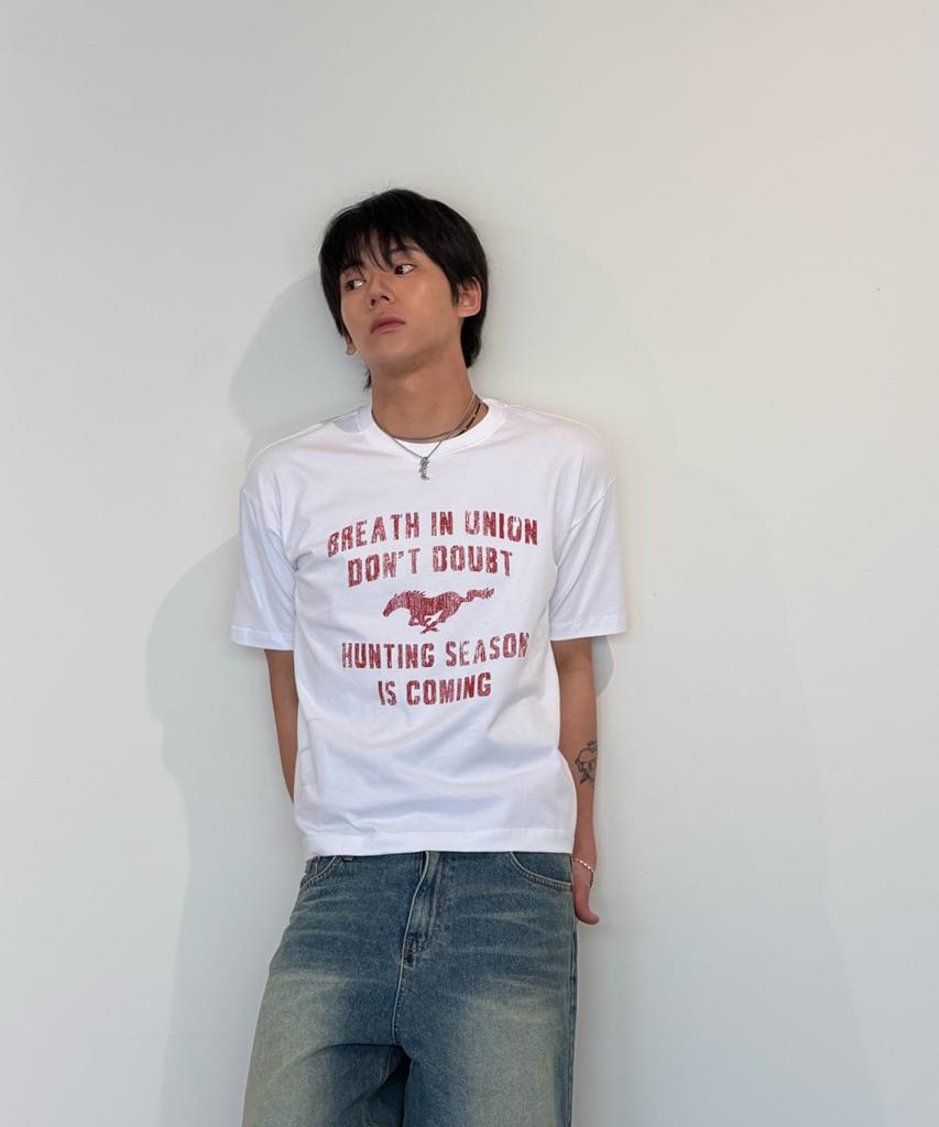 AMOU Vintage Horse Half T-Shirts White