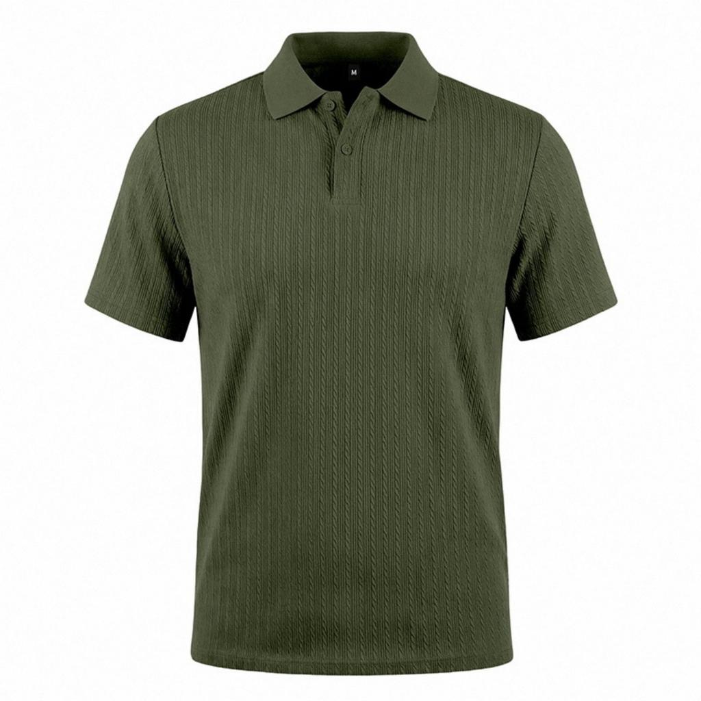 Maglia Polo Jacquard a Maglia Estensibile con Texture Osso di Serpente da Uomo a Manica Corta Casual Leggera Traspirante Top Estivo