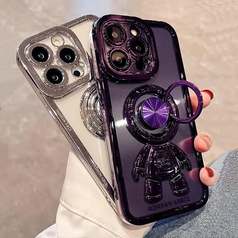 Electroplateastronaut Fold Stand Holder Case for Iphone 14 13 12 11 Pro Max Xs Xr X 14 7 8 Plus Luxury Soft Protective Shell