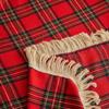 1PC Christmas Plaid Couch Cover with Tassel Christmas Atmosphere Sofa Towel Retro Holiday Red and Green Grid Cover Cloth Towels