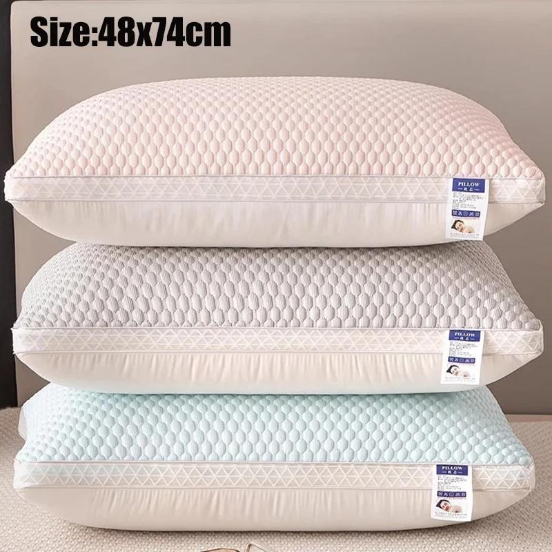 Summer Cooling Ice Silk Pillow Breathable Mesh Edges 3D Ergonomic Cervical Support Pillow Core for Home Hotel Helps with Sleep
