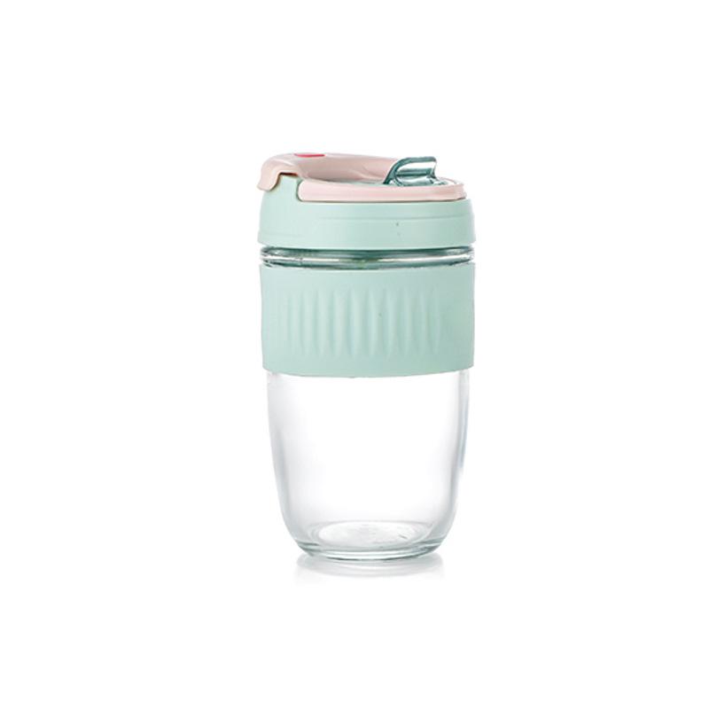 

500ML Candy Color Water Bottles Cups with Lids and Straws Coffee Cup Glass Water Cup Portable Straw Cup зелений