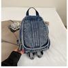 Washed denim backpack women go out small backpack