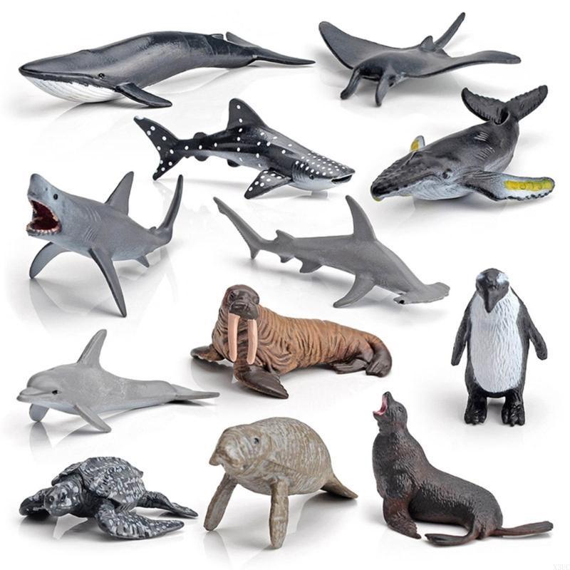 12PC Mini Ocean Animal Figure Multipurpose Toy Set Decorations Early Education X3UC