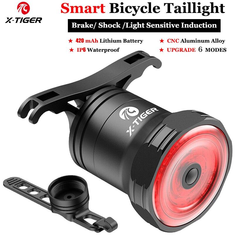 X-TIGER Bike Rear Light Smart Brake Sensing Light Bicycle Tail Light IPX6 Waterproof LED Charging Taillight Cycling Accessories Tail Light