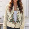 Women's Fashion Christmas Printed Long Sleeve Knitted Cardigan Button Down Jacket