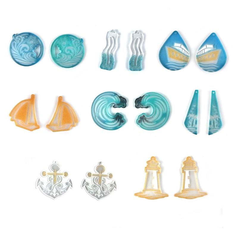 8Pcs Multiple Styles Earrings Silicone Mold Suitable for Epoxy Resin Diy Crafts Ornament Pendant Keychain Jewelry Making
