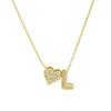Fashion Small Bubble Initial Heart Letter Necklace 18K Gold Plated Link Chain Romantic Copper Heart Letter Pendant Necklace Gift