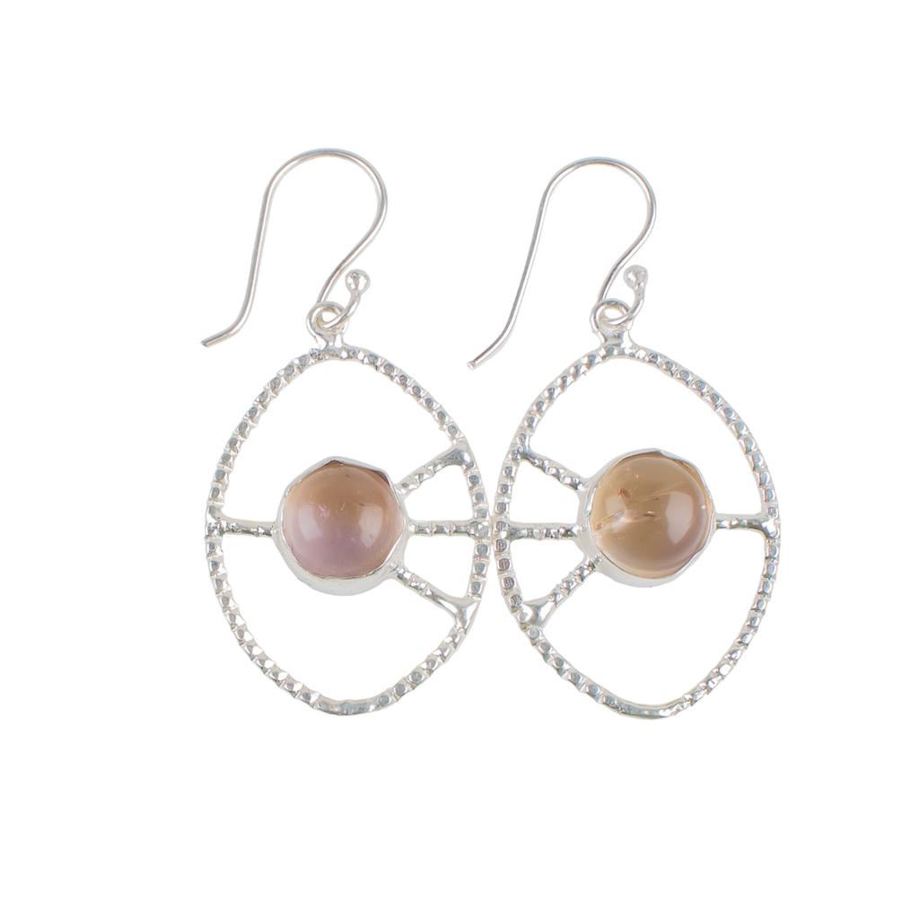 Natural Ametrine Gemstone 925 Sterling Silver Jewelry Handcrafted Earrings 2.00" EE-52-24