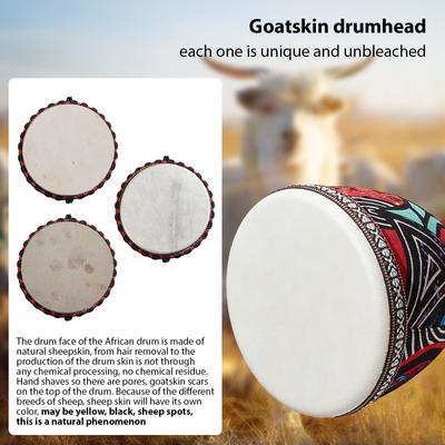 8-inch African Drum PVC Drum Body Goatskin Drum Surface Lightweight Hand Clapping Drum Percussion Instrument Bongo Drum
