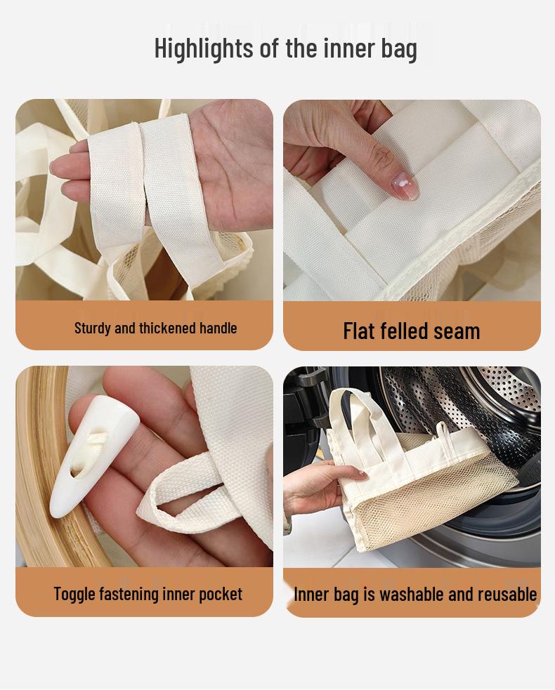 Foldable Large-Capacity Laundry Hamper with Lid and Inner Bag