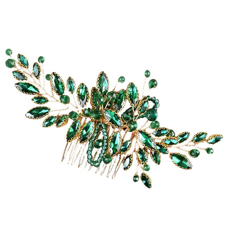 Europe and America Cross Border Black Glass Rhinestones Handmade Hair Comb Bridal Wedding Headdress Accessories