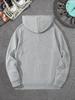 Vintage Curved NEW YORK 1998 Letter Print Men's Light Gray Hoodie, Hip Hop Sports Loose Pocket Street Sweatshirt