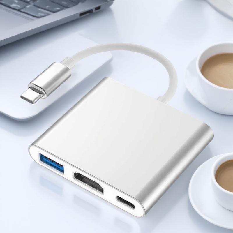 4K Type C Adapter Digital Multiport Hub Type C To Video Connector with USB 3 0 Port and Type C Charging