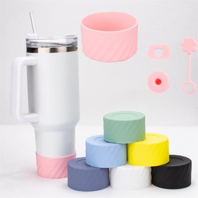 Conjunto de 4 Peças de Tampões de Silicone à Prova de Vazamento para Copo Stanley de 40oz, Bota Protetora e Tampas para Canudo, Acessórios Reutilizáveis para Garrafa de Água