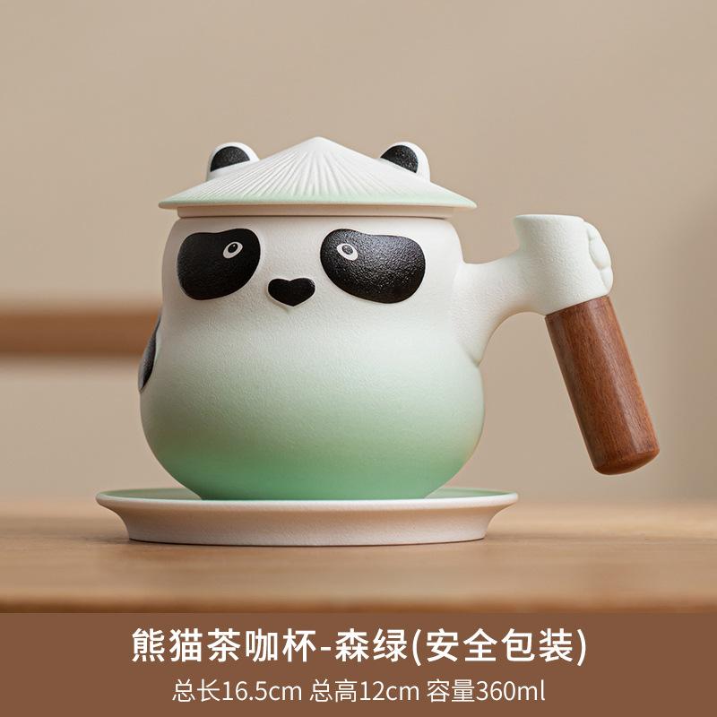 Panda kelímek na bubble tea kávový kelímek domácí keramický hrnek s víčkem kancelářský kelímek pro oddělení čaje s uchem dárková krabička