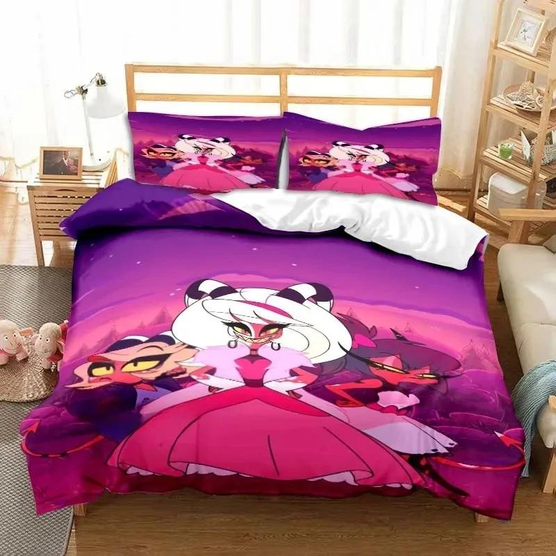 Anime Helluva Hazbin Hotels Boss Ensemble de literie Filles Garçons Adultes Housse de couette Taie d'oreiller Taille Jumeaux Reine 140X200CM-2PCS