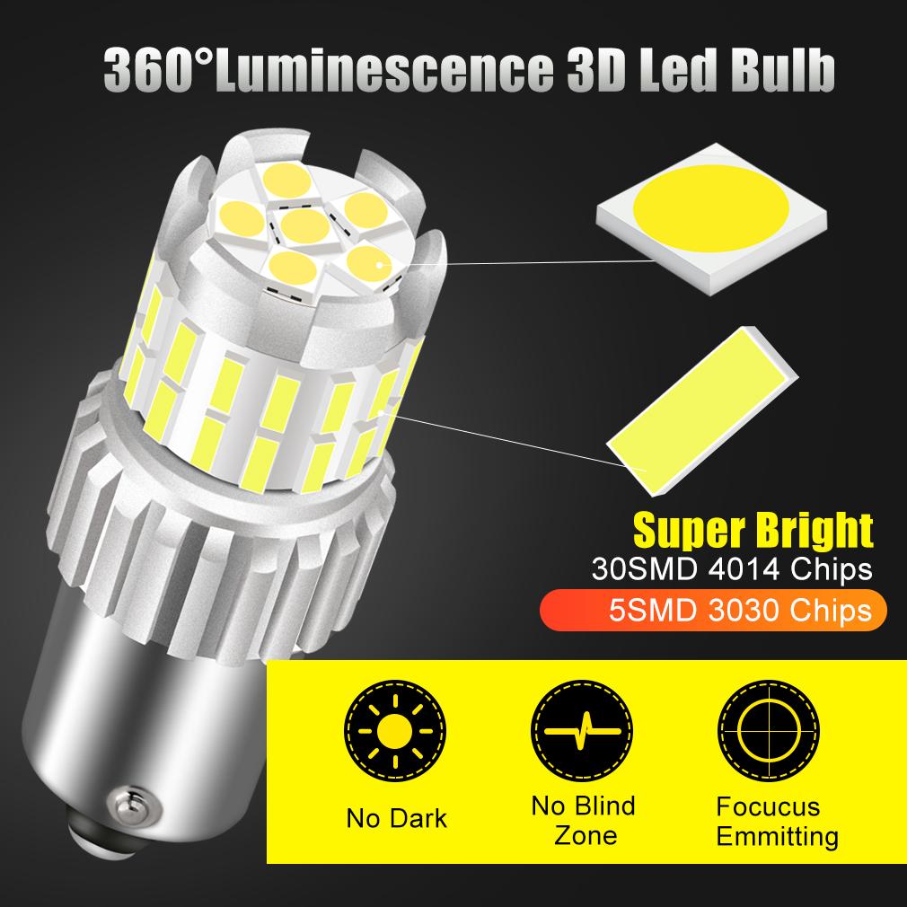 1Pcs P21W LED 1156 BA15S Led Bulb BAU15S PY21W 1157 BAY15D P21/5W Led Light 30SMD 4014 T20 7443 W21/5W T25 3157 P27/7W Car Turn Signal Lamp 1400LM