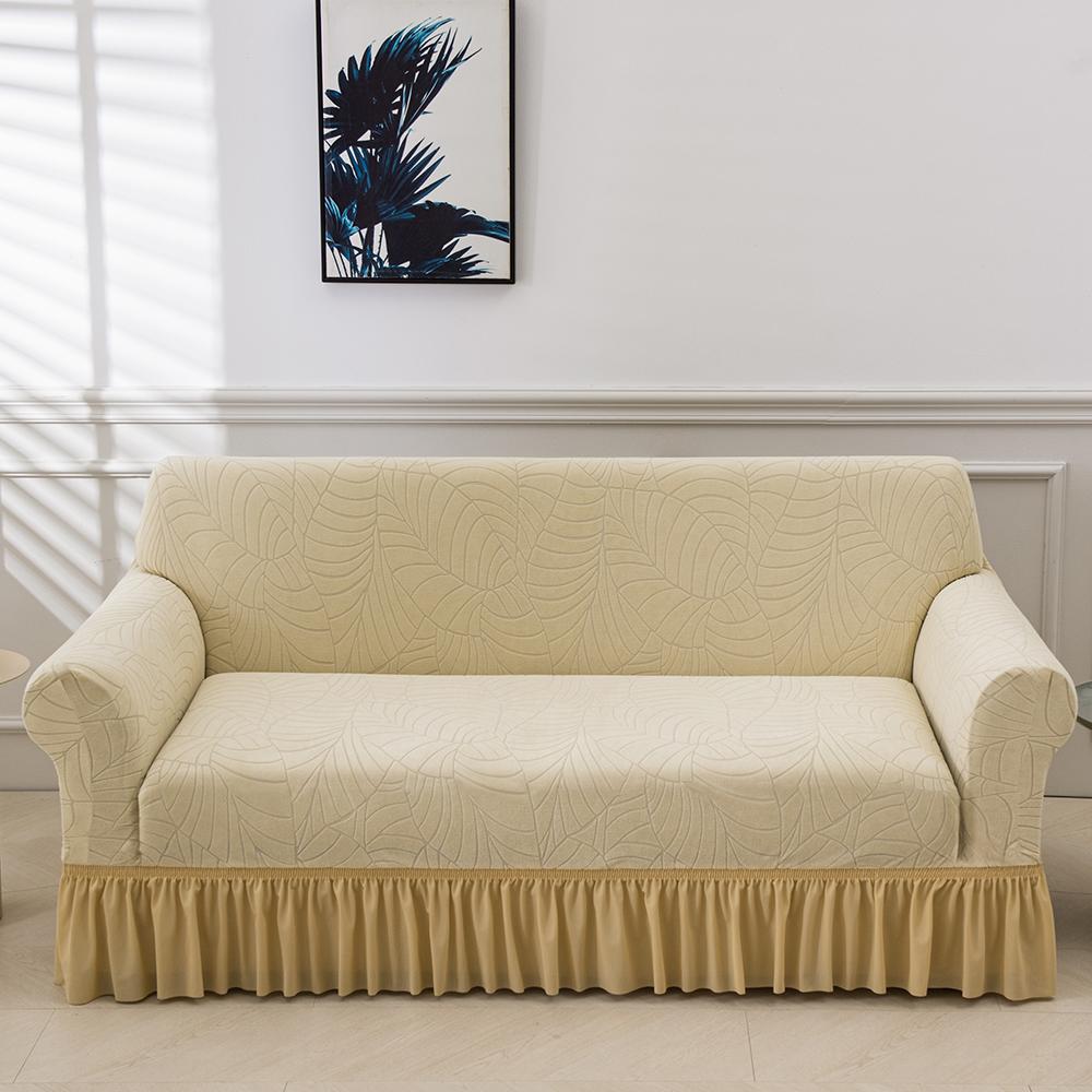 Jacquard Sofa Slipcover with Skirt Stretch Sofa Cover for Living Room Couch Covers Easy Fitted Washable Furniture Protector 1pc