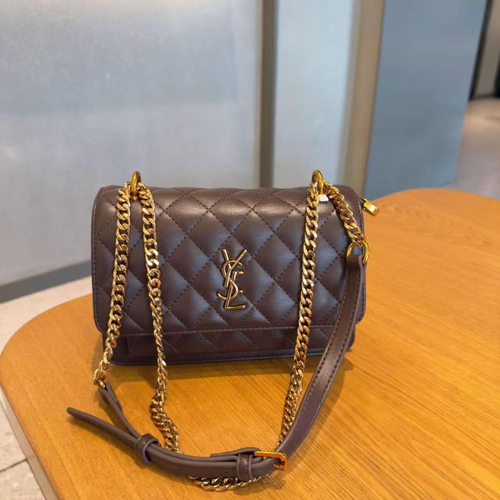 Lambskin Diamond Pattern Accordion Crossbody Chain Bag