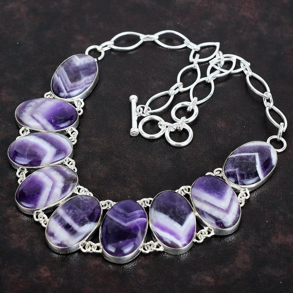 Collier améthyste chevron collier en argent sterling 925 collier chaîne ajustable fait main bijoux en pierres précieuses cadeaux de fiançailles collier élégant