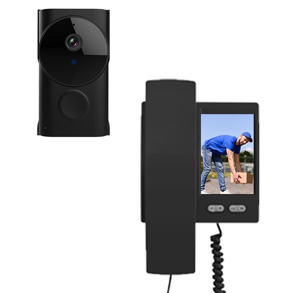 

Y9-KP1 IP44 Waterproof 2.4G Transmission 3.5 Inch IPS Screen Two Way Audio Night Vision HD Video Doorbell Kit Black