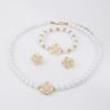 Camellia Pearl Jewelry Set: Women's 3-Piece Set with Necklace, Bracelet, and Stud Earrings.