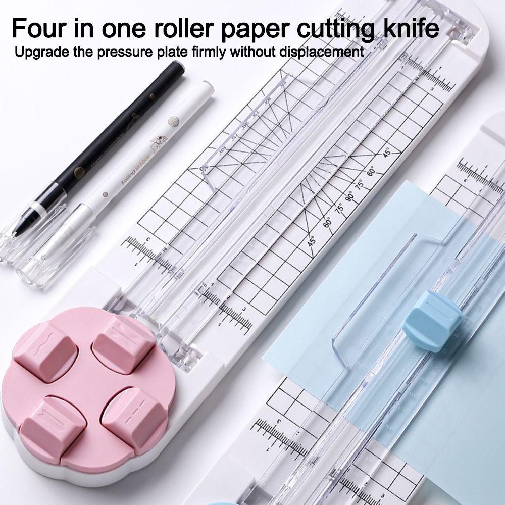 Tăietor de Hârtie 4-în-1 Mașină Rotativă de Tăiat Hârtie 360° Instrument de Tăiat Hârtie Articole pentru Școală și Birou