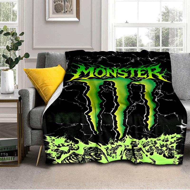 Výkonná energetická nápojová logo deka Vhodná na pohovky, postele, kancelárie a kempovanie - Perfektný darček na Halloween Vianoce
