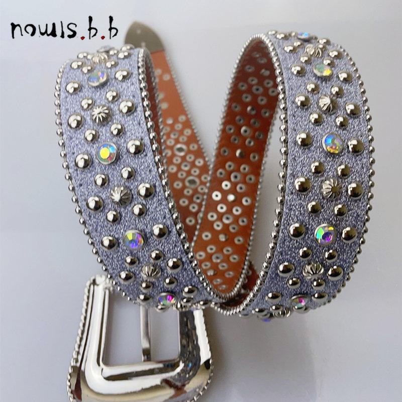 Punk Rock Rhinestone Western Belts Fashion Luxury Studded Belts Strap Diamond Bling Belts Cowgirl Cowboy Belt for Goth Jeans