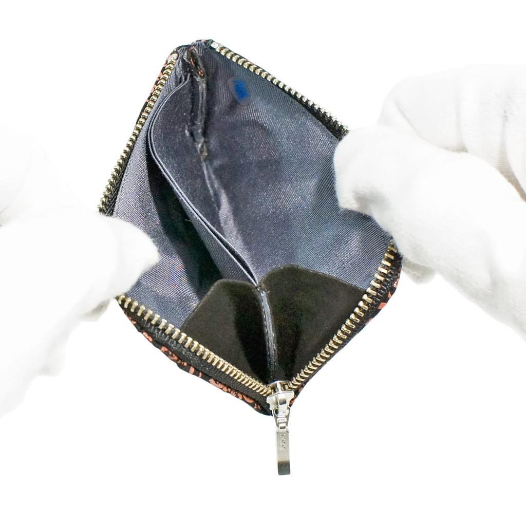 Indenya Inden Coin Purse, F Coin Purse 05, Deerskin, Black with Pink Lacquer, Clematis Pattern, 1005-51-169