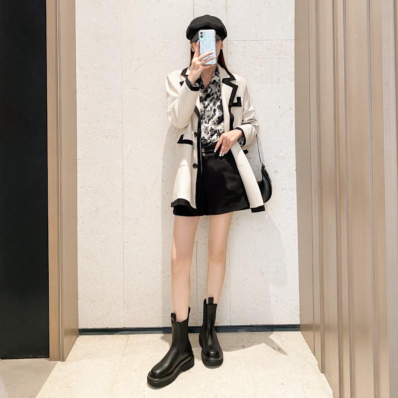 D--Short boots new single boots  shoes platform spring and autumn boots medium boots Chelsea cigarette boots