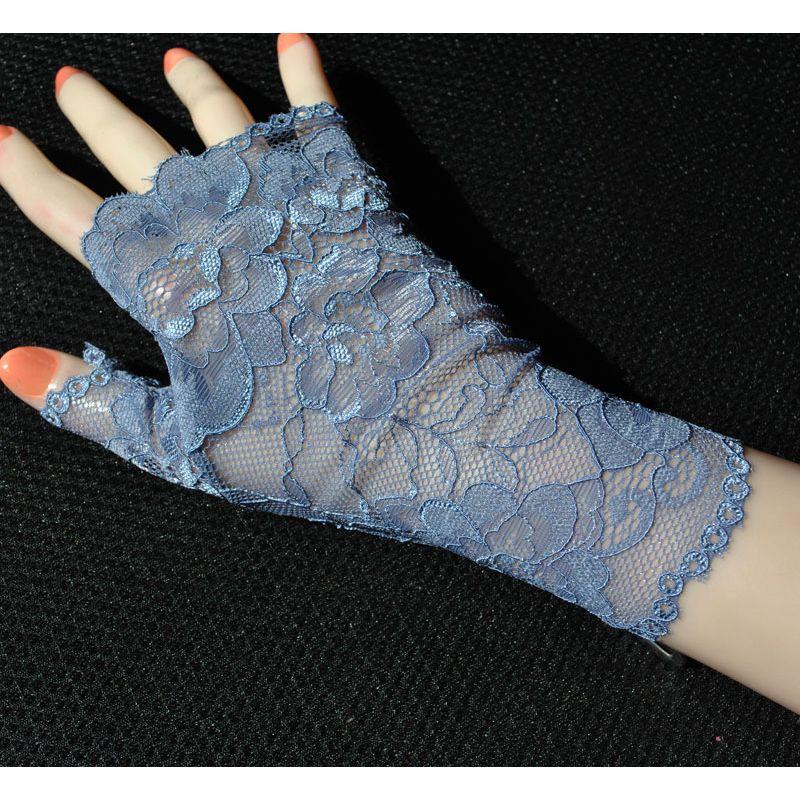 New Elastic Lace Half Finger Gloves Thin Short Finger Leakage Sun Protection Driving Non Slip UV Protection Scar Covering Tattoo