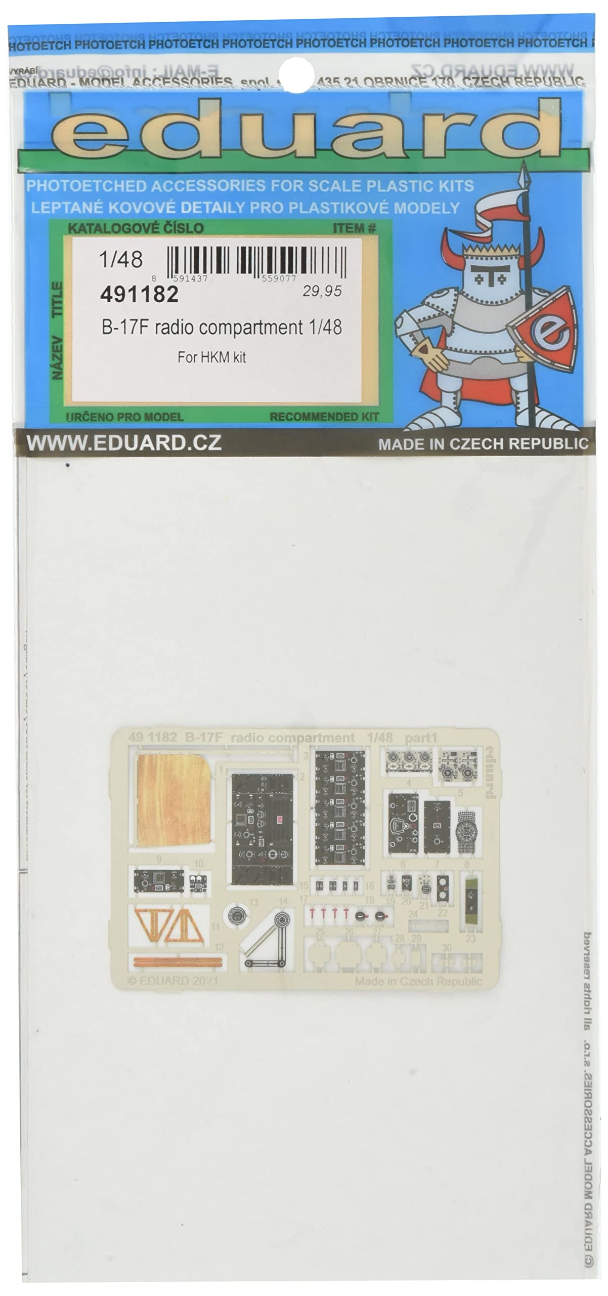 

Eduard 1/48 Boeing B-17F Flying Fortress Radio Compartment Interior Etching Parts (for HK Models) Plastic Model Parts EDU491182
