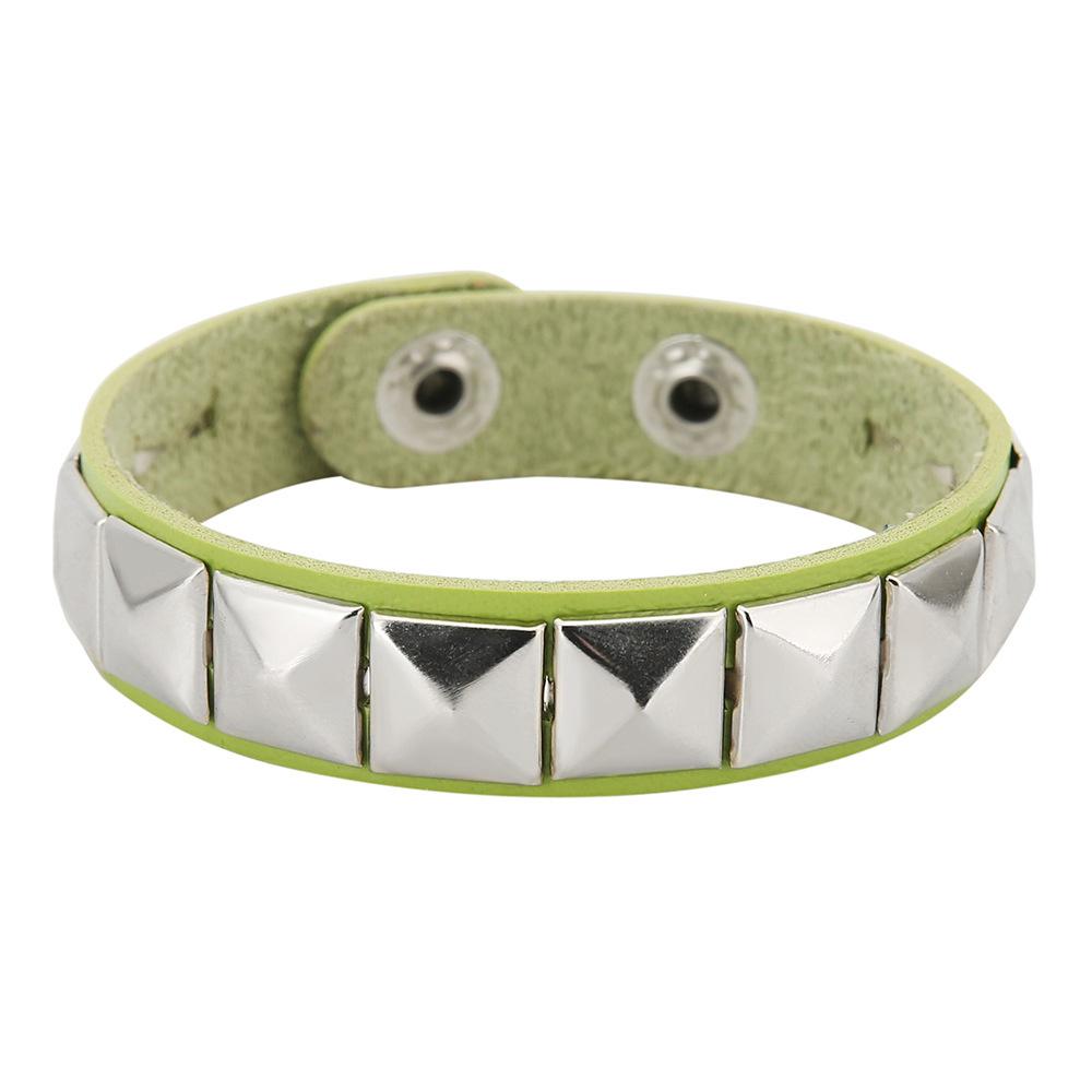 New One Row Punk Rock Studded Bracelet Square Spiked Leather Cuff Bracelet for Men Women \Wristband Bracelet