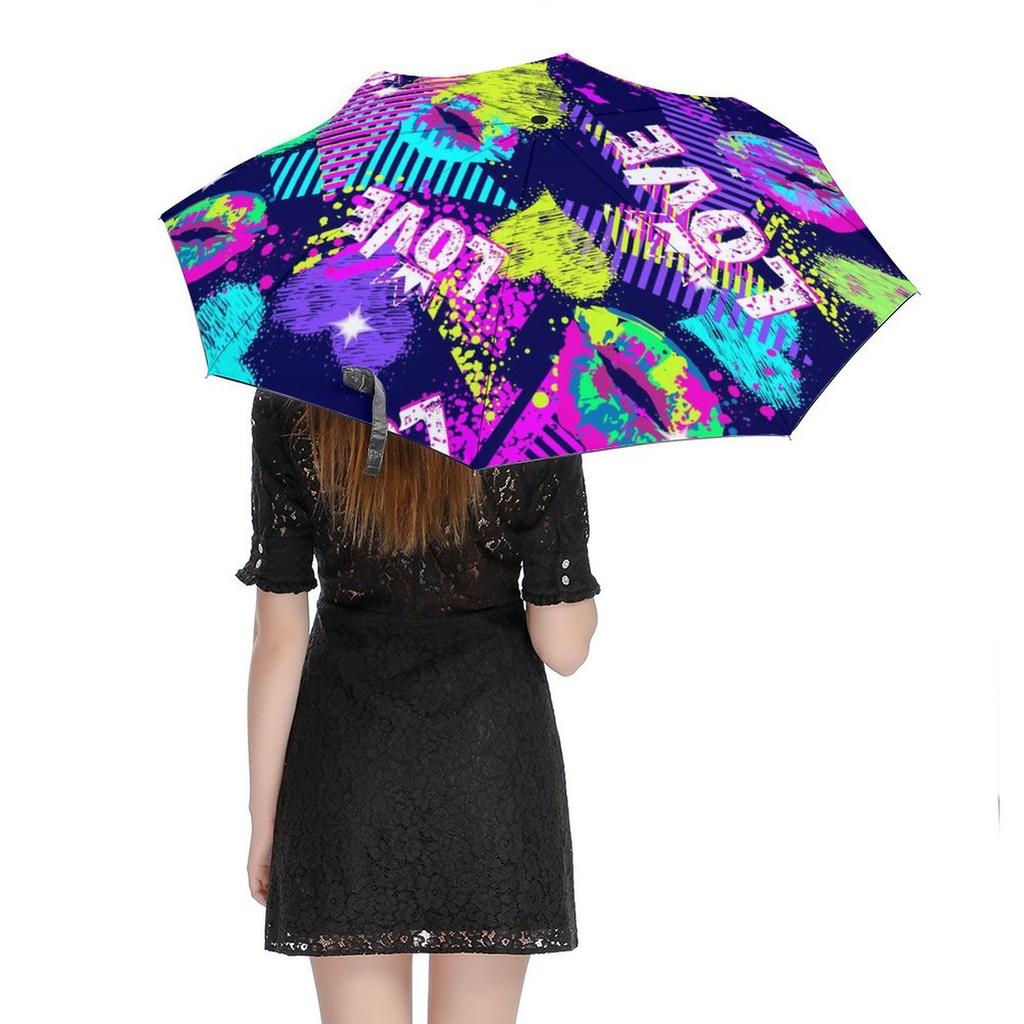 1 Pack Automatic Umbrella With Strong Windproof Ribs And Waterproof Coating For Travel Use In Graffiti Accent Look