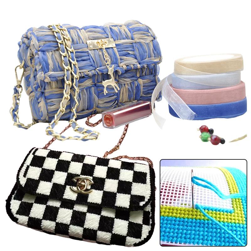 Plastic Weaving Plastic Mesh Cloth For Bag Making DIY Handcraft Bags Weaving Material Latch Hook Bags Made Plastic Grid Hook