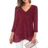 Summer Loose Seven-quarter-sleeved Chiffon Blouse Women V Neck Loose Plus Size Irregular Shirt Fashion Elegant Printed Female Top Mesh Clothing 3276