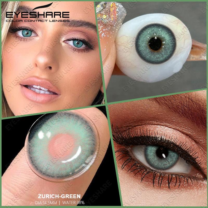 Eyeshare Colored Contact Lenses Blue Eye Makeup Contact Lenses Annual Comfort Green Colored Contact Lenses Gray Natural Colored Soft Lenses 1 Pair