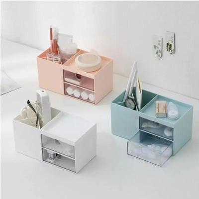Neue Kosmetikbox aus Kunststoff Doppelfach-Aufbewahrungsschublade Schlafzimmer und Badezimmer Schlichte Schmuck-Desktop-Aufbewahrungsbox